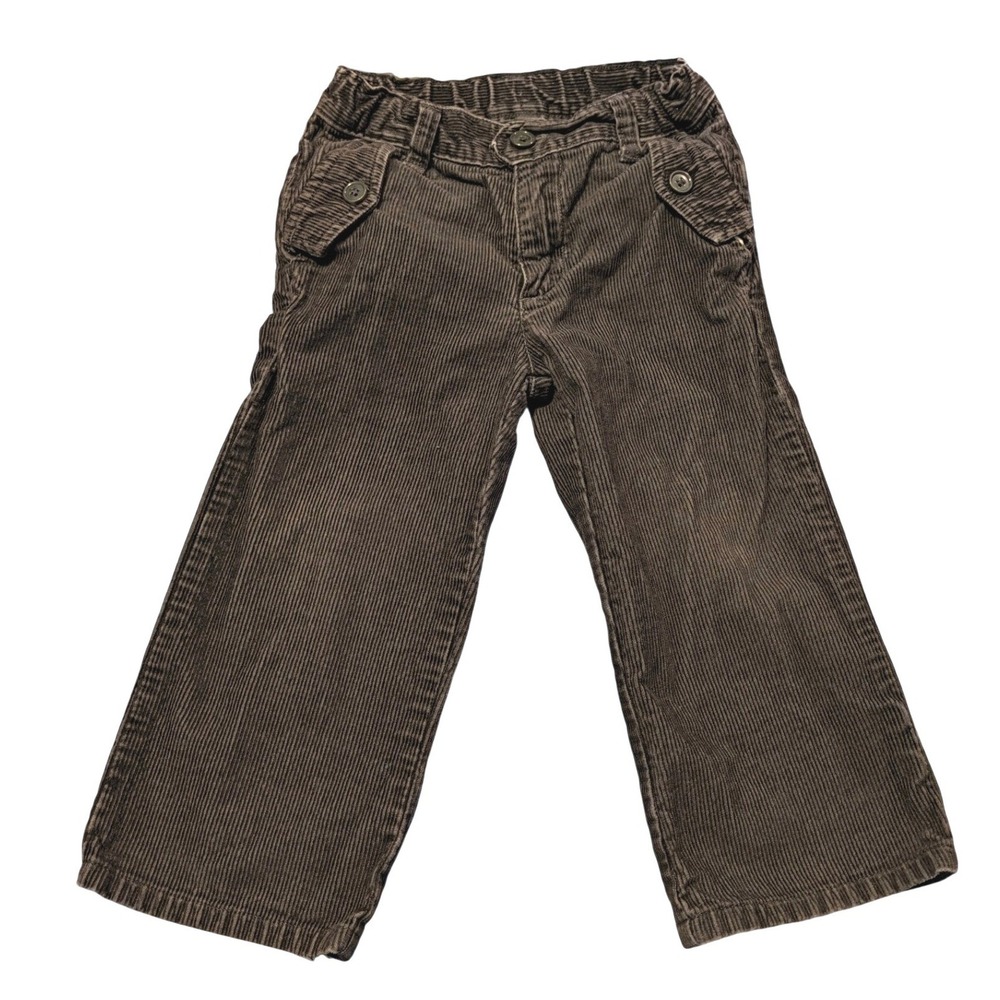 Janie and Jack Boys Dark Brown Corduroy Pants Flap Pockets Toddler Size 2T